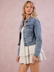 WESTFADE Premium Denim California 91% Cotton Embroidered Jacket - Light Wash - View 4