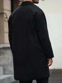 Manfinity Homme 男士休闲秋季牛角扣宽松大衣 - 黑色 - 查看 2