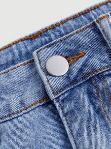 SHEIN MOD 女士前扣闭合多口袋蝴蝶结装饰休闲牛仔裙保暖加厚牛仔布