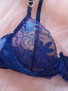 3pcs Deep Blue Sexy Women Lingerie Set