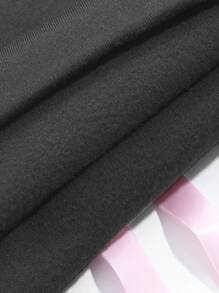 DAZY 1pc Women's Tie-Wrap Decor Core Black & Pink Sweatshirt - Dark Grey - View 3