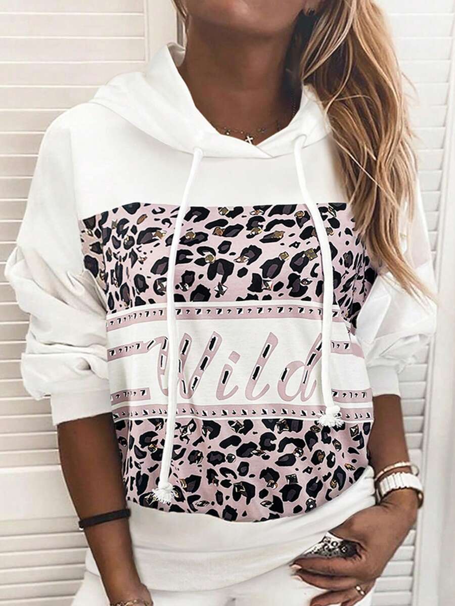 SHEIN LUNE 女士连帽休闲印花长袖运动衫 - 彩色 - 查看 1