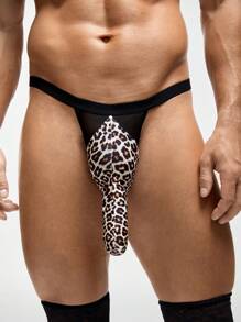 DrisQ Ropa interior masculina con estampado de leopardo y diseño sexy tipo "G-string", apropiada para citas