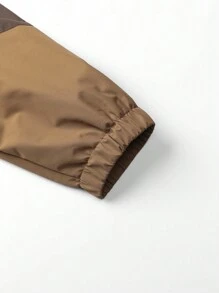 Gym Rark Boyfriend Style Men's Contrast Color Hooded Zip Up Casual Long Sleeve Sports Jacket - Coffee Brown - View 3