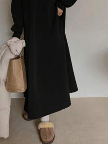 DAZY Women's Loose Fit Round Neck Long Sleeve Dress, Sweatshirt Style, Spring/Summer/Autumn Thermal Lined