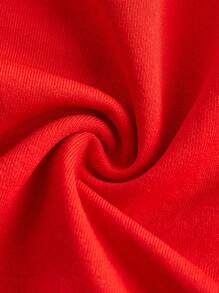 SHEIN Essnce Women's Solid Color Round Neck Long Sleeve Hollow Out Fitted T-Shirt With Bow Decor, Spring Autumn,Red Women Tops,