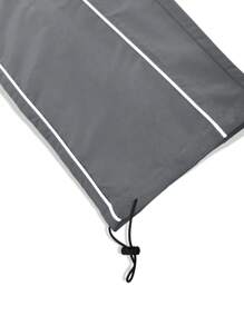 Manfinity Hypemode Loose Fit Men's Letter Patched Contrast Piping Flap Pocket Cargo Pants - Dark Grey - View 5