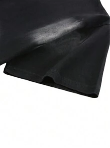 Manfinity EMRG 男士圆领短袖数字图案 T 恤，休闲日常穿着，街头穿着，男朋友礼物，外出穿着 - 黑色 - 查看 3