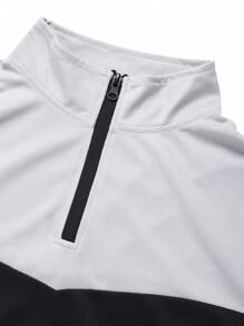 Manfinity Sport Corelite Áo khoác thể thao nam tay dài cổ đứng phối màu kiểu bạn trai, khóa kéo nửa bên, áo khoác thể thao - Nhiều màu - Xem 6