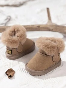 幼儿男孩和女孩冬季雪地靴，保暖 - 卡其色 - 查看 4