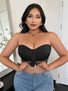 SHEIN 1pc Front Closure Wireless Plus Size Bra - Black - View 5