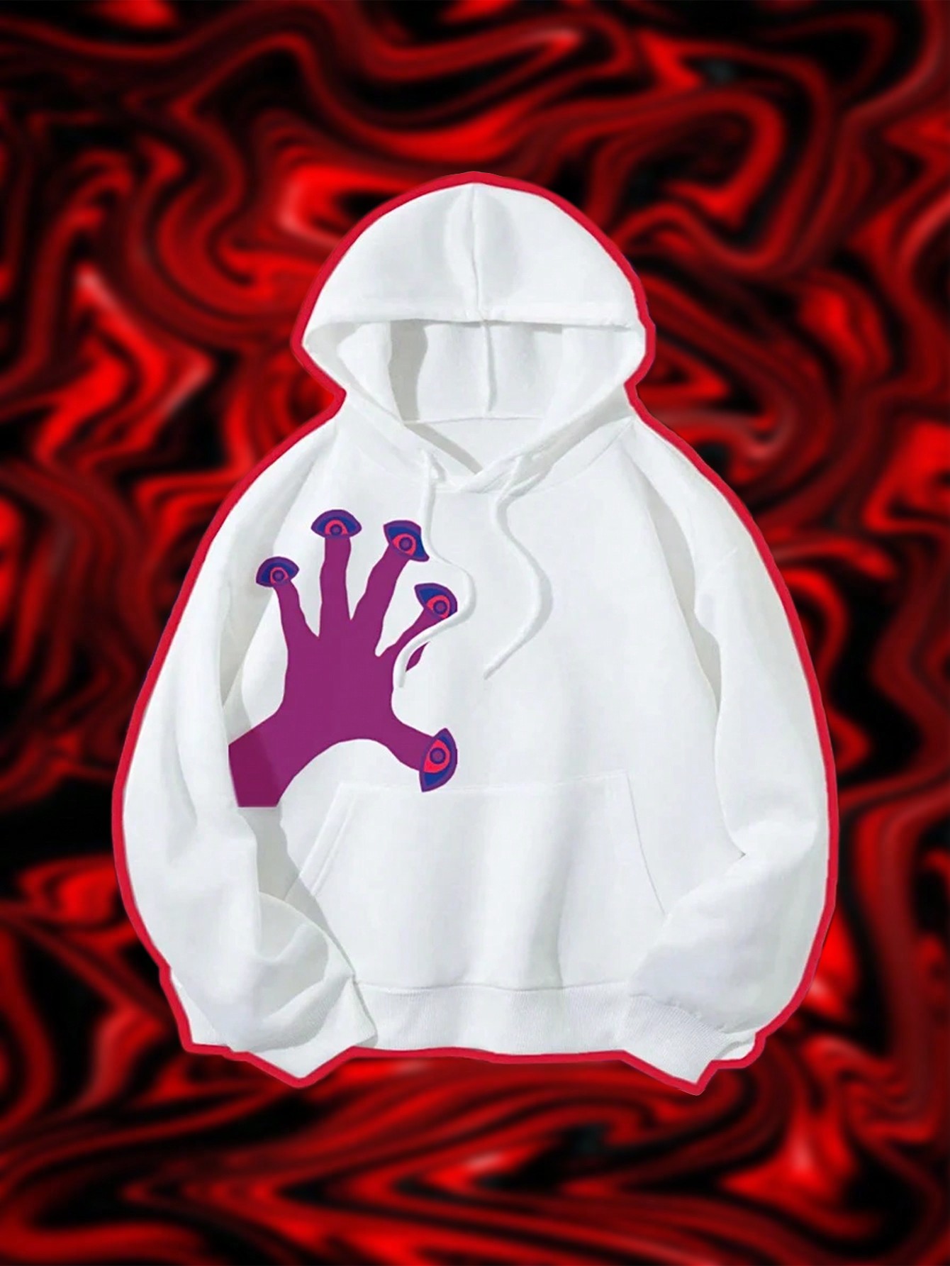 Manfinity Dauomo Men's Casual Hand Print Drawstring Hooded Sweatshirt, Suitable For Autumn & Winter