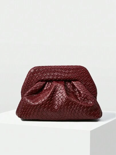 MOTF PREMIUM 优雅时尚纯色 PU 皮革纹理腕带手拿包，适合女士、通勤、情人节、优雅、奢华的女士包，完美搭配舞会礼服、舞会配饰、亮片礼服、优雅舞会包