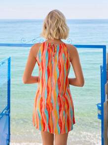Vivid Eden 1 件女士编织彩色条纹印花露肩夏季连衣裙 - 彩色 - 查看 2