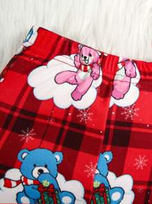 Bộ đồ mặc nhà in hình chú gấu Giáng sinh dài tay và quần legging cho bé gái - Đỏ - Xem 7
