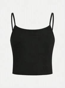 SHEIN Bộ đồ lót giữ nhiệt liền mạch 4 món cho bé gái tuổi mới lớn, bao gồm áo hai dây, quần bó mùa thu đông mềm mại thoải mái - màu đen - Xem 4