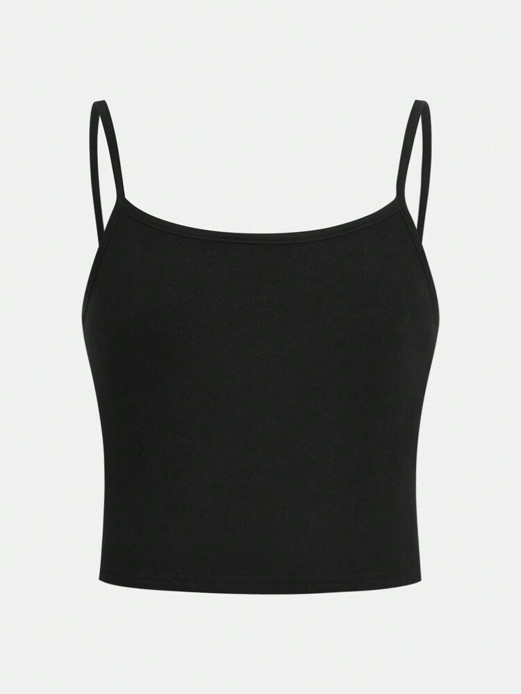 SHEIN Bộ đồ lót giữ nhiệt liền mạch 4 món cho bé gái tuổi mới lớn, bao gồm áo hai dây, quần bó mùa thu đông mềm mại thoải mái - màu đen - Xem 4