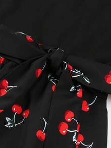 UREREM Váy chữ A tay dài cổ chữ V gợn sóng họa tiết hoa anh đào viền viền ren hoa, váy midi ôm dáng thanh lịch, phù hợp cho mùa xuân và mùa thu, quần áo dệt kim 180g dành cho nữ - màu đen - Xem 5