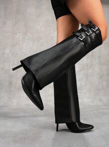 CUCCOO SZL Pointed Toe Stiletto High Heel Side Zipper Women Over-The-Knee Boots, Baddie Outfit For Nightout, Date, Party, Sexy