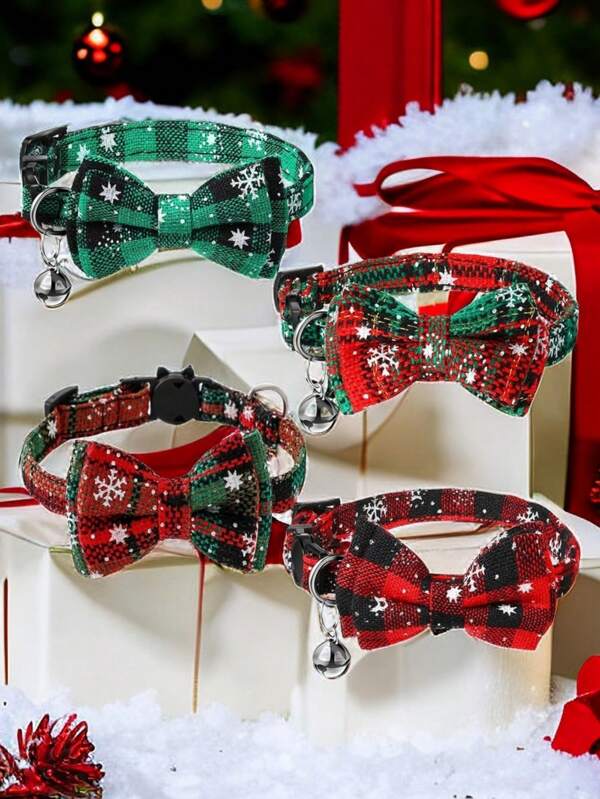PETSIN 1pc Christmas Pet Bow Tie, Christmas Dog Accessory, Cat Christmas Outfit Bow Tie, Pet Christmas Collar, Pet Christmas Gift