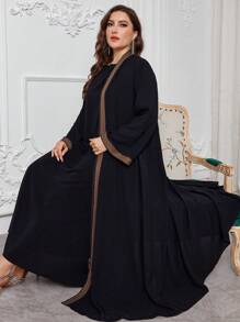 Al Najma Women Arabian Zipper Front Loose Casual Plus Size Dress, Elegant Modest Long Sleeve Open Abaya, For Casual Daily, Robe