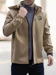 Manfinity Homme Men's Hooded Long Sleeve Fashion Zipper Casual Street Wear Jacket