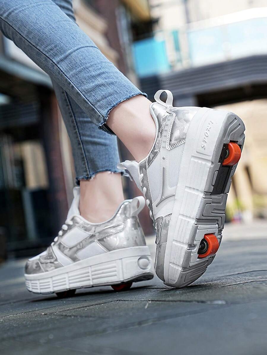 Kids Flashing Wheels Roller Skate Shoes, Detachable, For All Seasons