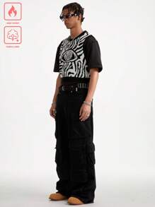 Manfinity EMRG Men's Casual Contrast Color Pattern Knitted Sweater Vest - Black and White - View 5