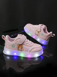 Baby Sneakers New Fashion Girls Cartoon LED Light Shoes, Casual Soft Sole Non-Slip Wear-Resistant Sports Shoes For School, Spring And Autumn - Pink - View 3