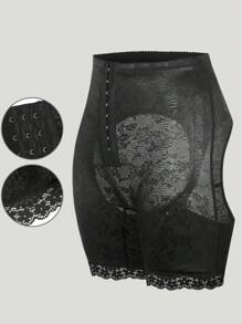 1 quần short định hình eo cao viền ren cho nữ - màu đen - Xem 1