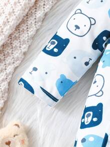 2 件套男婴冬季卡通印花前纽扣长袖睡衣连体衣 - 彩色 - 查看 5