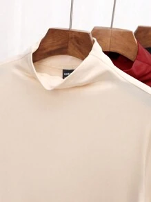Chiquease Women Casual Solid Color Stand Collar Short Sleeve T-Shirt, Versatile For Autumn/Winter