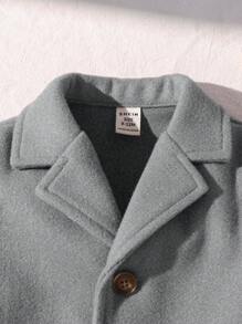 SHEIN Leap Crew 男宝宝中性款休闲多用途装饰纽扣前口袋翻领大衣 - 灰色 - 查看 9