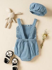 Souflis Souflis 嬰兒女孩連體背心，有3D花裝飾 - 藍色 - 查看 2