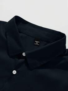 Manfinity Mode Camisa informal de manga larga con botones de unicolor para hombres de talla grande, para el otoño