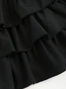 Flirla Robe courte sans manches à ourlet superposé et imprimé léopard pour femme
