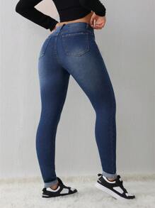 SHEIN Tall Women's Jeans Casual Skinny Stretch Pants Blue Jeans Jeans Women's Skinny Pants High Waist Leggings Leggings Slim Fit Women's Pants Tall Women's Jeans