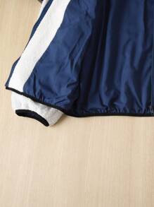 Claim Dot Men Zip-Up Fleece Jacket With Letter Print And Contrast Color For Autumn/Winter - White - View 4