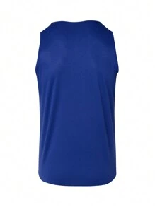 Manfinity Sport Corelite 男友风男士圆领无袖字母印花简约休闲运动背心 - 藍色 - 查看 2