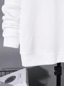 SHEIN TeenBoys 2 bộ quần áo thể thao thường ngày đường phố thoải mái đa năng ấm áp siêu tiết kiệm chi phí in chữ graffiti có mũ trùm đầu dệt kim quần nỉ bộ quần áo trở lại trường; trang phục mùa thu; quần áo bé trai tuổi teen; áo khoác mùa thu; trang phục mùa thu thu/đông - trắng - Xem 4