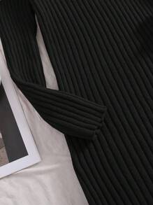 SHEIN Essnce Váy len co giãn ấm áp thoải mái thường ngày cổ giả cỡ lớn cho mùa đông - màu đen - Xem 4