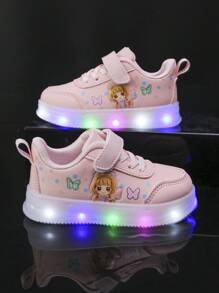 Baby Sneakers New Fashion Girls Cartoon LED Light Shoes, Casual Soft Sole Non-Slip Wear-Resistant Sports Shoes For School, Spring And Autumn - Pink - View 2