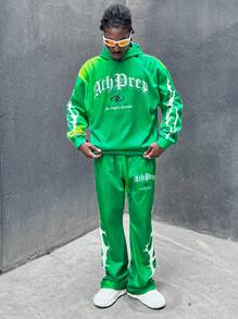 Manfinity VCAY Men's Digital Print Loose Knit Long Sleeve Sweatshirt Set, For Fall Winter - Multicolor - View 4