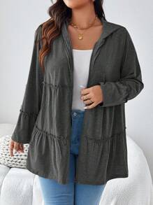 EMERY ROSE Abrigo largo de manga larga de uso diario casual con capucha y cremallera, de unicolor, con bolsillos, ropa de invierno, conjunto de atuendo para vacaciones, térmico, talla grande