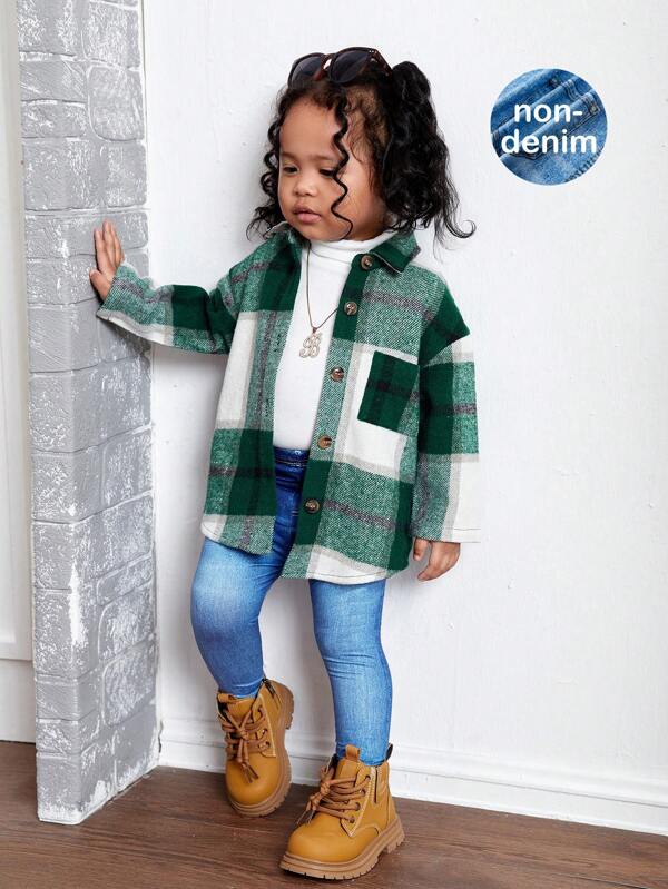 SHEIN 3 pièces Set chemise à carreaux, Top en maille et pantalon pour bébé fille, pour l'automne et l'hiver, pour Noël