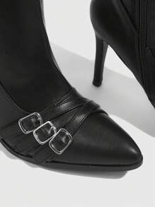 CUCCOO SZL 女士尖头高跟性感时尚修身中筒靴 - 黑色 - 查看 8