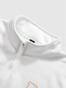 Aesthetic Post Men's Autumn Letter Graphic Long Sleeve Zip-Up Half Placket Casual Quarter Zip Sweatshirt - Multicolor - View 4