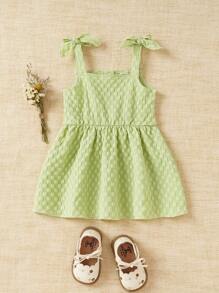 SHEIN Baby Girl Bow Shoulder Cami Dress - Mint Green - View 1