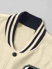 Aesthetic Post 男士加大码拼色字母印花羊毛夹克和裤子两件套，秋冬休闲装 - 黑與白 - 查看 5