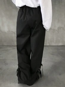 FRIFUL Women Casual Contrast Color Drawstring Waist Loose Pants, Suitable For All Seasons